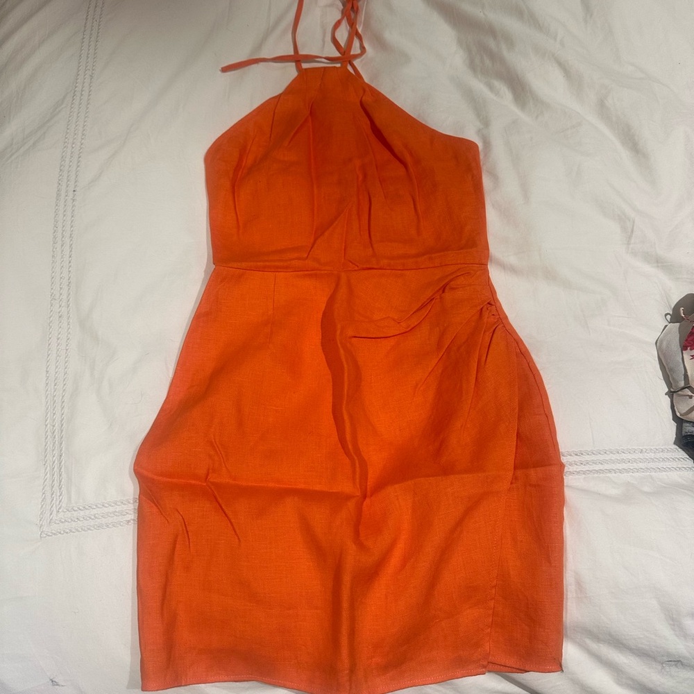 Reformation Dory Linen Mini Halter Dress - Picture 3 of 4